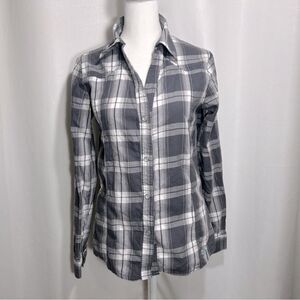 Under Armour Gray White Plaid Collar Long Sleeve Short Women’s Size M